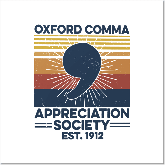 Retro Oxford Comma Appreciation Society Wall Art by Phylis Lynn Spencer